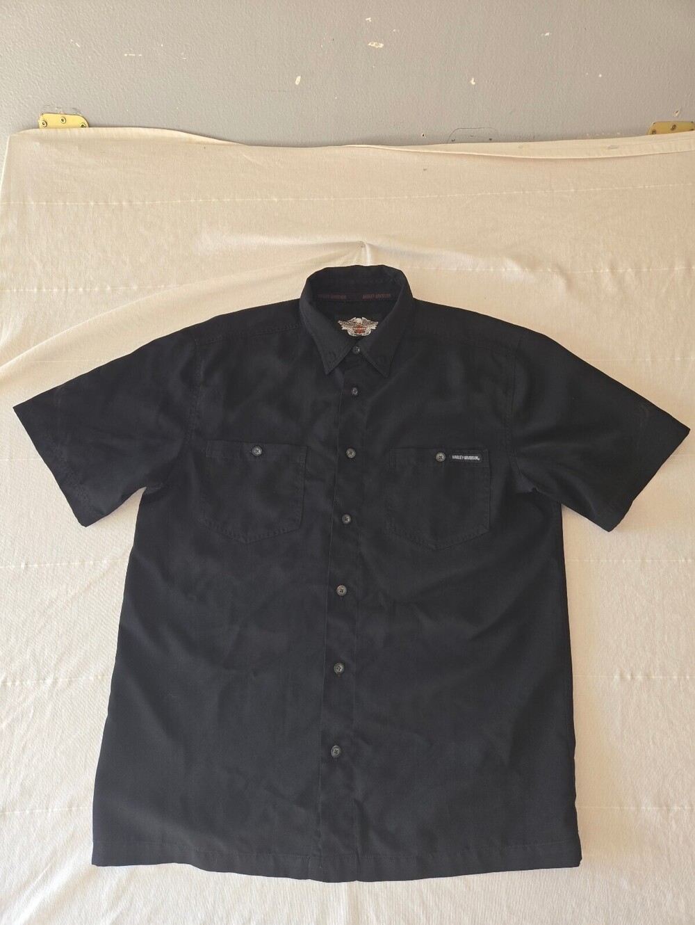 Harley-Davidson Men's Black Short Sleeve Button-Up Shirt Medium